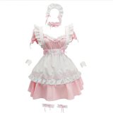 Pink dress + apron + necklace + bracelet + leg ring + headdress