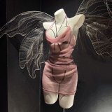 Pink suit (gold thread mesh + black inner lining)