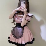 Pink suit + headband + black stockings + petticoat