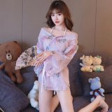 Pink kimono (bra, panties, outer garment, belt)