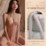 Shrimp pink (lace sheer skirt + thong + boxer stockings)