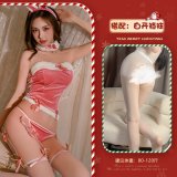 Pink and white open-crotch socks