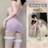 Pink and silver suit + white stockings