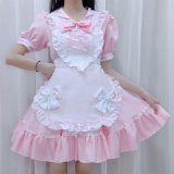 Pink [skirt + apron + bow + headdress]