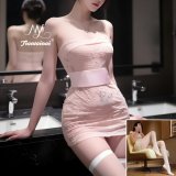 Light pink + white open crotch