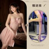 Pink and white fishnet stockings