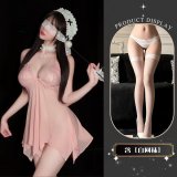 Pink and white fishnet stockings