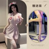 Pink and white fishnet stockings