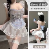 Pure and alluring maid outfit + matching stockings + headband