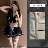 Pure and alluring bodysuit + skirt + white stockings