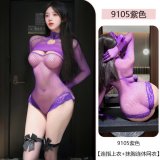 Purple [Thong top + strapless mesh bodysuit]