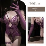 Purple bodysuit + gloves