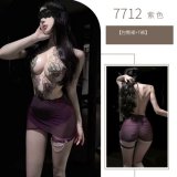 Purple bodycon skirt + leg ring