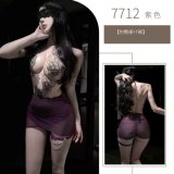 Purple bodycon skirt + leg ring