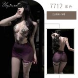 Purple bodycon skirt + leg ring