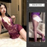 Purple open-crotch socks