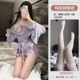 Purple floral print + white stockings