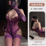 Purple + garter belt [no stockings]