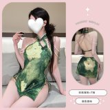 Qinghe Cheongsam (Cheongsam + T-shirt) + White Stockings