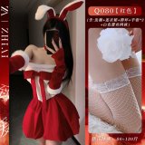 Bunny Christmas outfit + white lace fishnet stockings