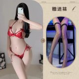 Red and black fishnet stockings