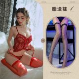 Red and black fishnet stockings
