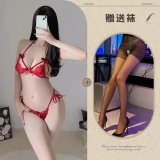 Red and black open-crotch socks