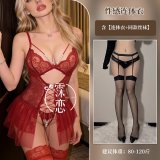 Red with black trim and black stockings