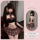 Red plaid skirt suit