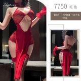 Red cheongsam + model-style stockings + red gloves