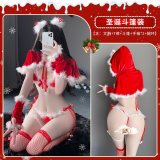 Red [Cloak + Bra + Thong + Arm Sleeves *2 + Leg Rings *1] + 2546 Headband + 7005 Red Fishnet Stockings