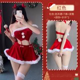 Red [Includes dress + thong + headband + necklace + 2 bracelets (pom-pom is not detachable)]