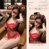Red Outfit [Earrings + Necklace + Bodysuit + Bracelets * 2] + Eye Mask