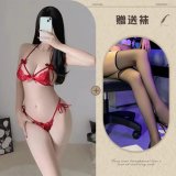 Red + Black Flat-Top Stockings