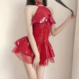 Red patent leather suit