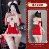 Red [choker + strappy skirt + thong + headband + stockings]