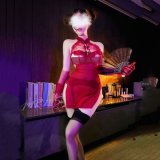 Burgundy cheongsam [excluding stockings and nipple covers]