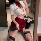 Burgundy + matching white fishnet stockings