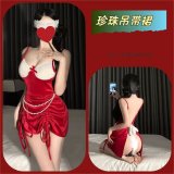 Red + garter stockings