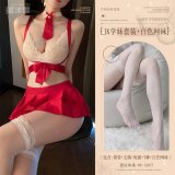 Red (tie + bra + skirt + thong + fishnet stockings)