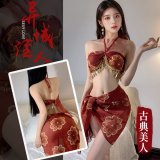 Red (veil + top + skirt + thong)