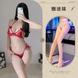 Red and white open-crotch socks