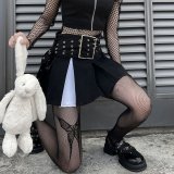 S74 thigh-high butterfly fishnet stockings, black
