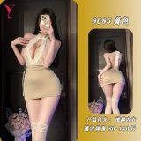 Secretary in a bodycon skirt + matching stockings