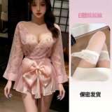 Sexy kimono + white lace stockings
