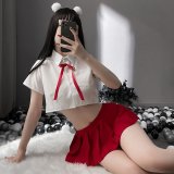 Top + Red Skirt + Ribbon