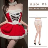 Nightgown set + white open-crotch stockings