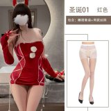 Nightgown set + white open-crotch stockings