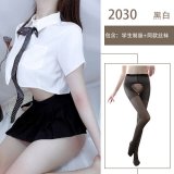 School uniform + black open-crotch socks