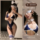 Swimsuit (one-piece) + neck ring + headband + blindfold